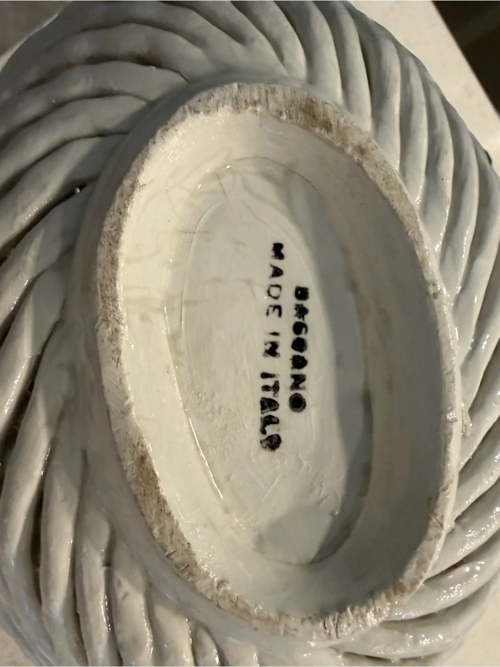 Vintage Bassano Italian Porcelain Woven Porcelain Basket with handle